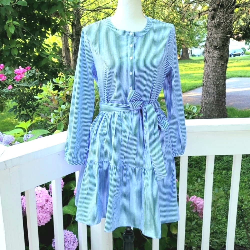 🆕️ J Crew Long-sleeve Cotton Popover Shirt Dress